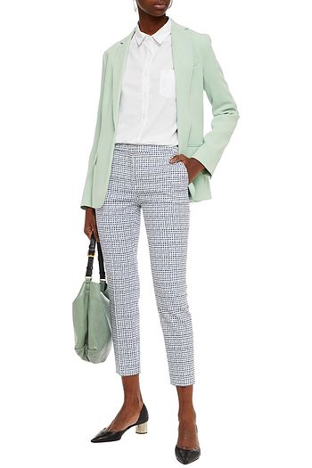 PIAZZA SEMPIONE Printed cotton-blend tweed slim-leg pants