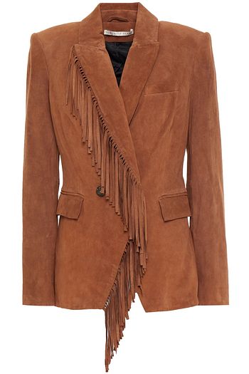 VERONICA BEARD Pali Dickey double-breasted fringed suede blazer