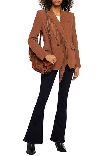 VERONICA BEARD Pali Dickey double-breasted fringed suede blazer