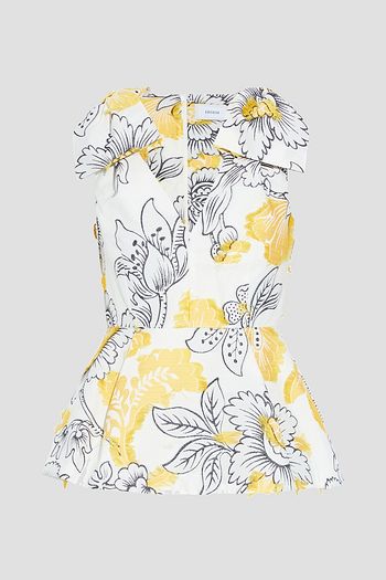 ERDEM Romina bow-embellished fil coupé cotton-blend peplum top