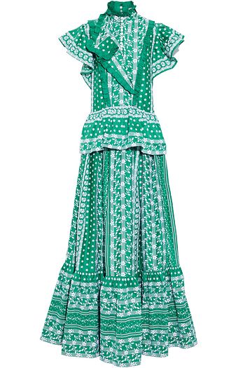 ERDEM Feliciana ruffled embroidered cotton-blend peplum gown