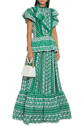 ERDEM Feliciana ruffled embroidered cotton-blend peplum gown