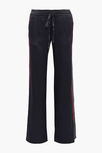AMIRI Leather-trimmed silk-satin track pants