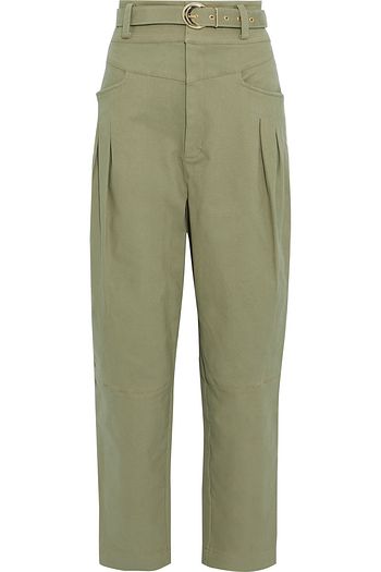 NICHOLAS Damia cropped belted cotton-blend twill tapered pants