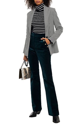 VERONICA BEARD Verity button-embellished cotton-blend velvet flared pants