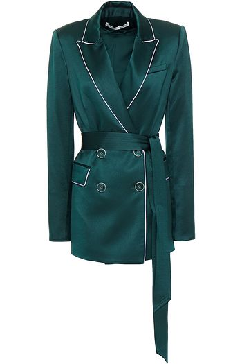 VERONICA BEARD Eiza double-breasted belted satin blazer