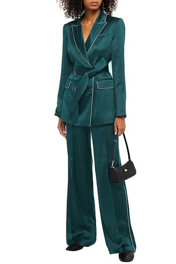 VERONICA BEARD Eiza double-breasted belted satin blazer