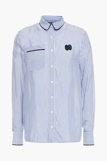 BAUM UND PFERDGARTEN Magdalena appliquéd striped voile shirt