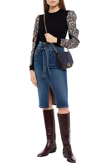 VERONICA BEARD Belted denim skirt