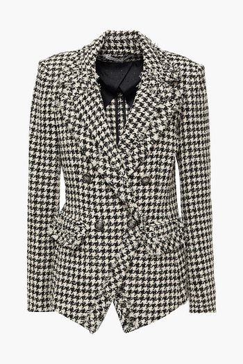 VERONICA BEARD Taja double-breasted houndstooth cotton-blend tweed blazer