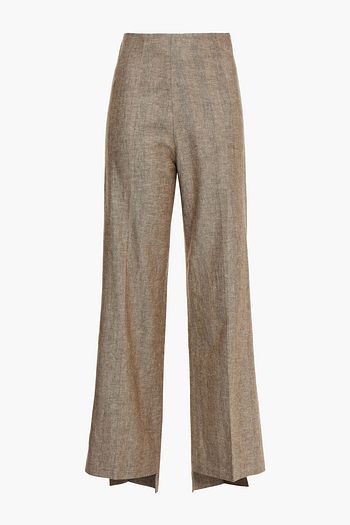 GIA STUDIOS Herringbone linen and cotton-blend wide-leg pants