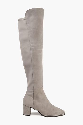 STUART WEITZMAN Harper 60 kniehohe Stiefel aus Veloursleder und Stretch-Twill