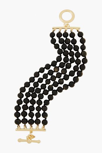 KENNETH JAY LANE 14-karat gold-plated obsidian bracelet