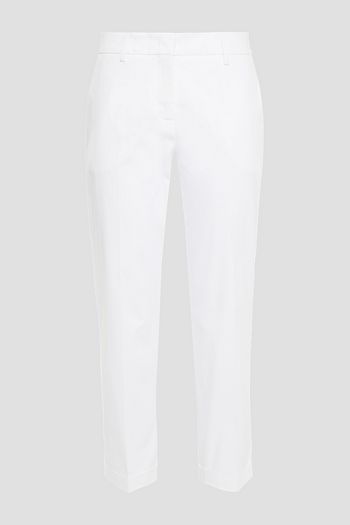 PIAZZA SEMPIONE Cropped cotton-blend twill slim-leg pants
