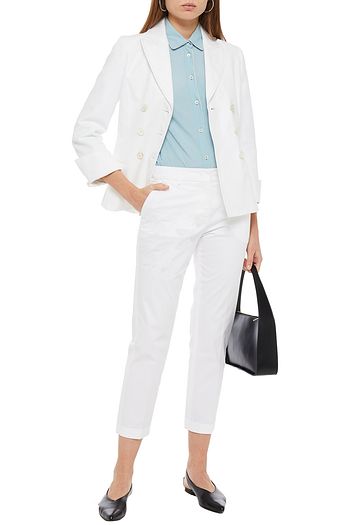 PIAZZA SEMPIONE Cropped cotton-blend twill slim-leg pants