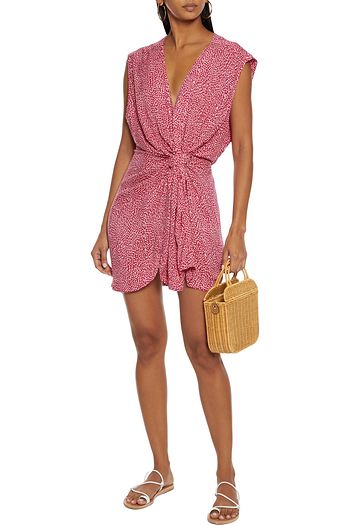 VIX PAULA HERMANNY Marissa knotted printed voile mini dress