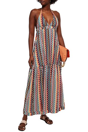 M MISSONI Gathered printed cotton halterneck maxi dress