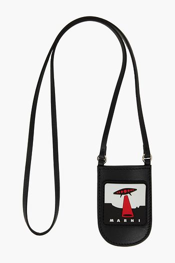 MARNI ロゴアップリケ付き レザー ネックレス