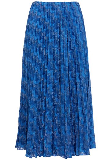 M MISSONI Pleated metallic crochet-knit midi skirt