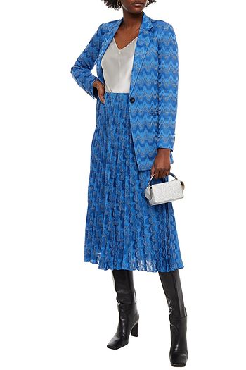 M MISSONI Pleated metallic crochet-knit midi skirt