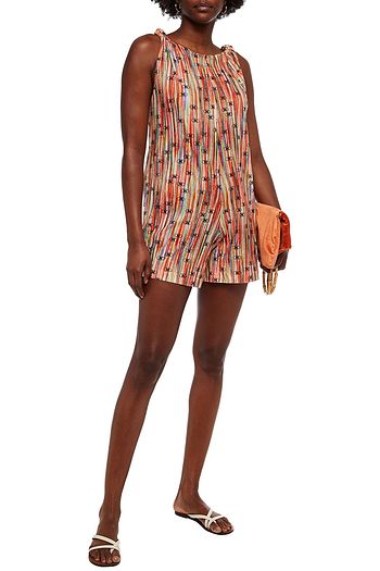 M MISSONI Knotted printed cotton-jersey playsuit