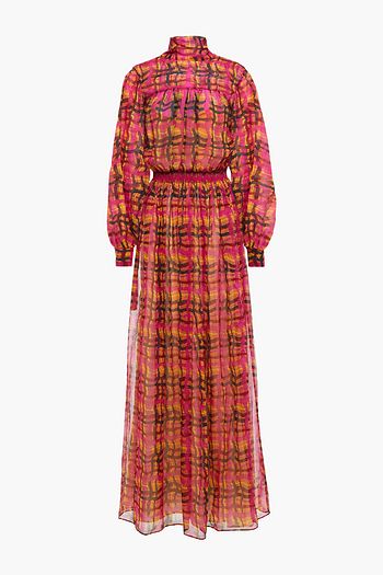 M MISSONI Gathered printed silk-chiffon maxi dress