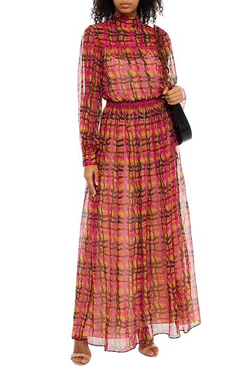 M MISSONI Gathered printed silk-chiffon maxi dress
