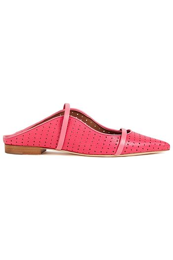 MALONE SOULIERS Maureen perforated two-tone textured-leather slippers