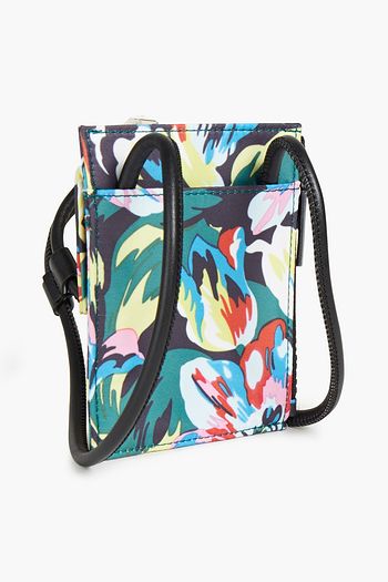 KENZO レザートリム プリント シェル加工生地 カードホルダー