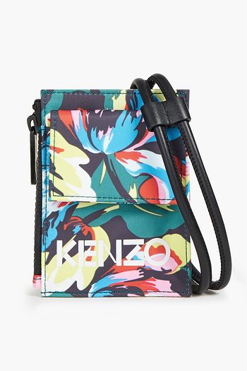 KENZO レザートリム プリント シェル加工生地 カードホルダー