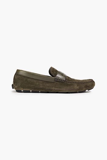 ERMENEGILDO ZEGNA Leather-trimmed suede driving shoes