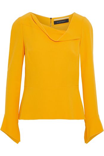ROLAND MOURET Draped crepe peplum blouse