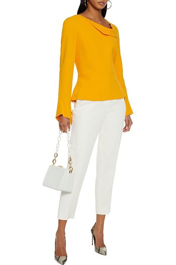 ROLAND MOURET Draped crepe peplum blouse