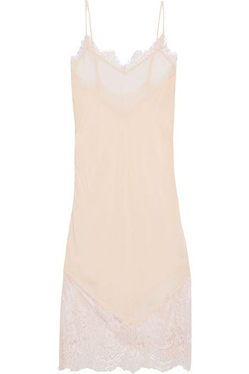 GINIA Lace-paneled silk-chiffon chemise