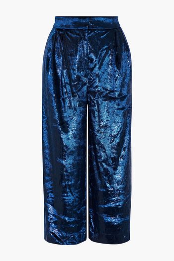TIBI Cropped metallic velvet culottes