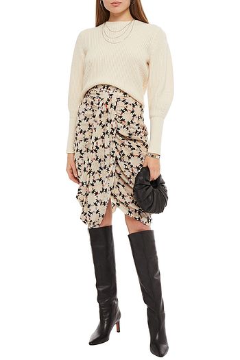 ISABEL MARANT Betina draped printed silk-blend crepe de chine skirt