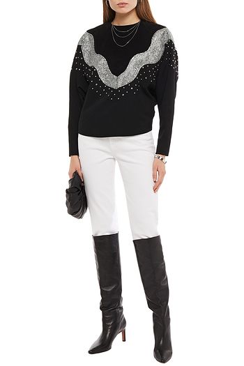 ISABEL MARANT Valia embellished felt and twill top