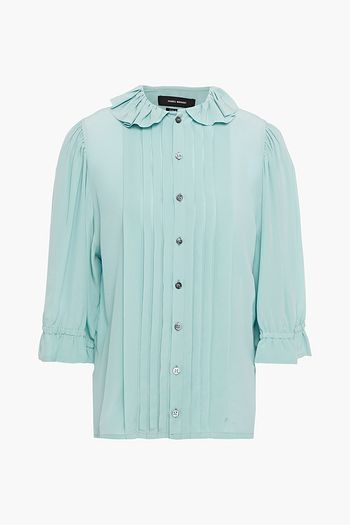 ISABEL MARANT Pleated ruffled silk crepe de chine blouse