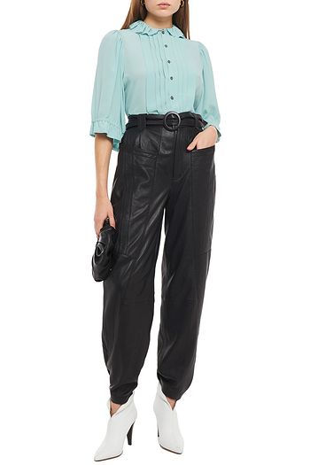 ISABEL MARANT Pleated ruffled silk crepe de chine blouse