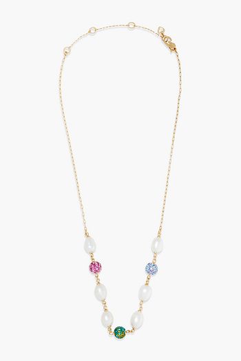 KATE SPADE NEW YORK Goldfarbene Kette mit Kristallen und Perlen
