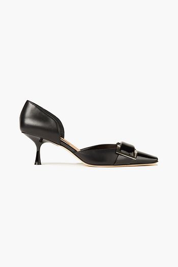 SERGIO ROSSI Embellished smooth and patent-leather pumps