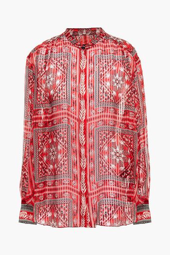 ISABEL MARANT Daws gathered printed silk-voile blouse