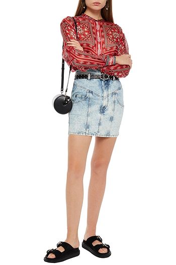 ISABEL MARANT Daws gathered printed silk-voile blouse