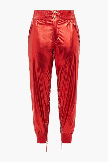 ISABEL MARANT Cropped silk-lamé tapered pants