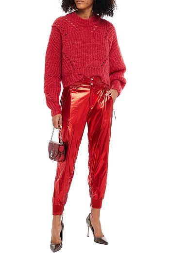 ISABEL MARANT Cropped silk-lamé tapered pants
