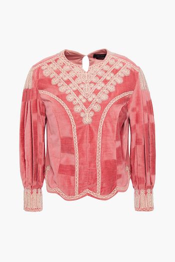ISABEL MARANT Amita embellished embroidered cotton-velvet top