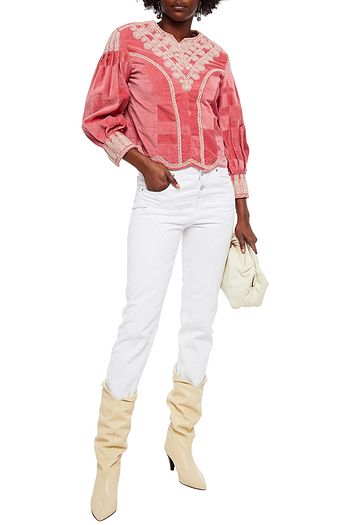 ISABEL MARANT Amita embellished embroidered cotton-velvet top