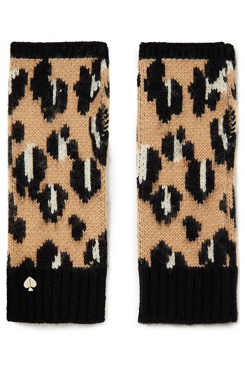 KATE SPADE NEW YORK Leopard-print jacquard-knit arm warmers