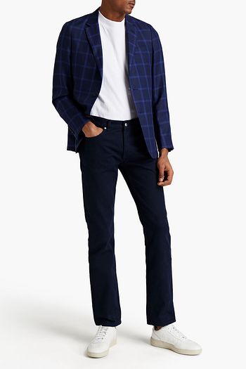 DUNHILL Slim-fit checked wool, linen and silk-blend blazer