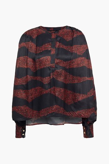 ISABEL MARANT Pleated printed satin-jacquard blouse